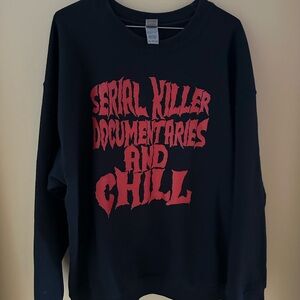 Gildan Black Sweatshirt with Red True Crime Graphic Text